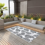 VidaXL outside rug arakil 190x290 cm pp white and black