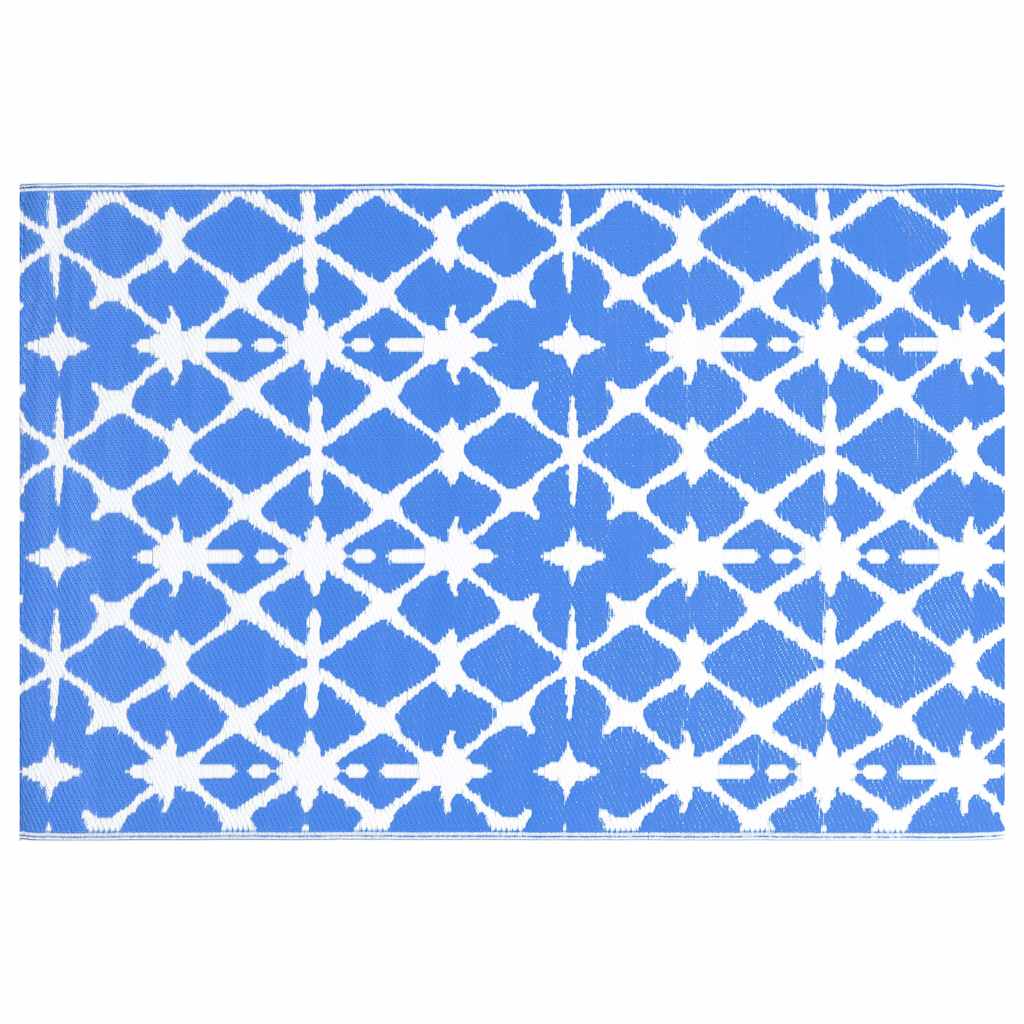 Vidaxl à l'extérieur du tapis Arakil 190x290 cm pp bleu et blanc