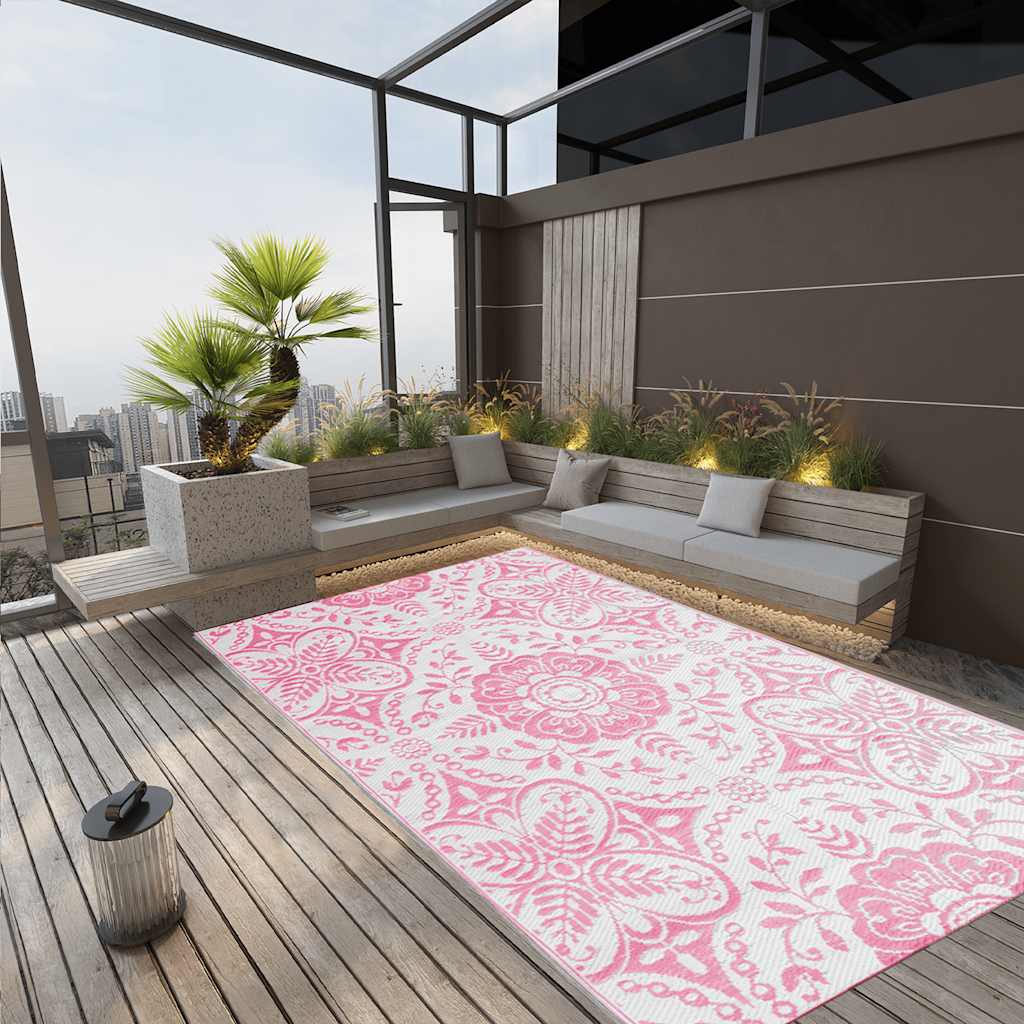 Vidaxl à l'extérieur du tapis Arakil 190x290 cm pp rose