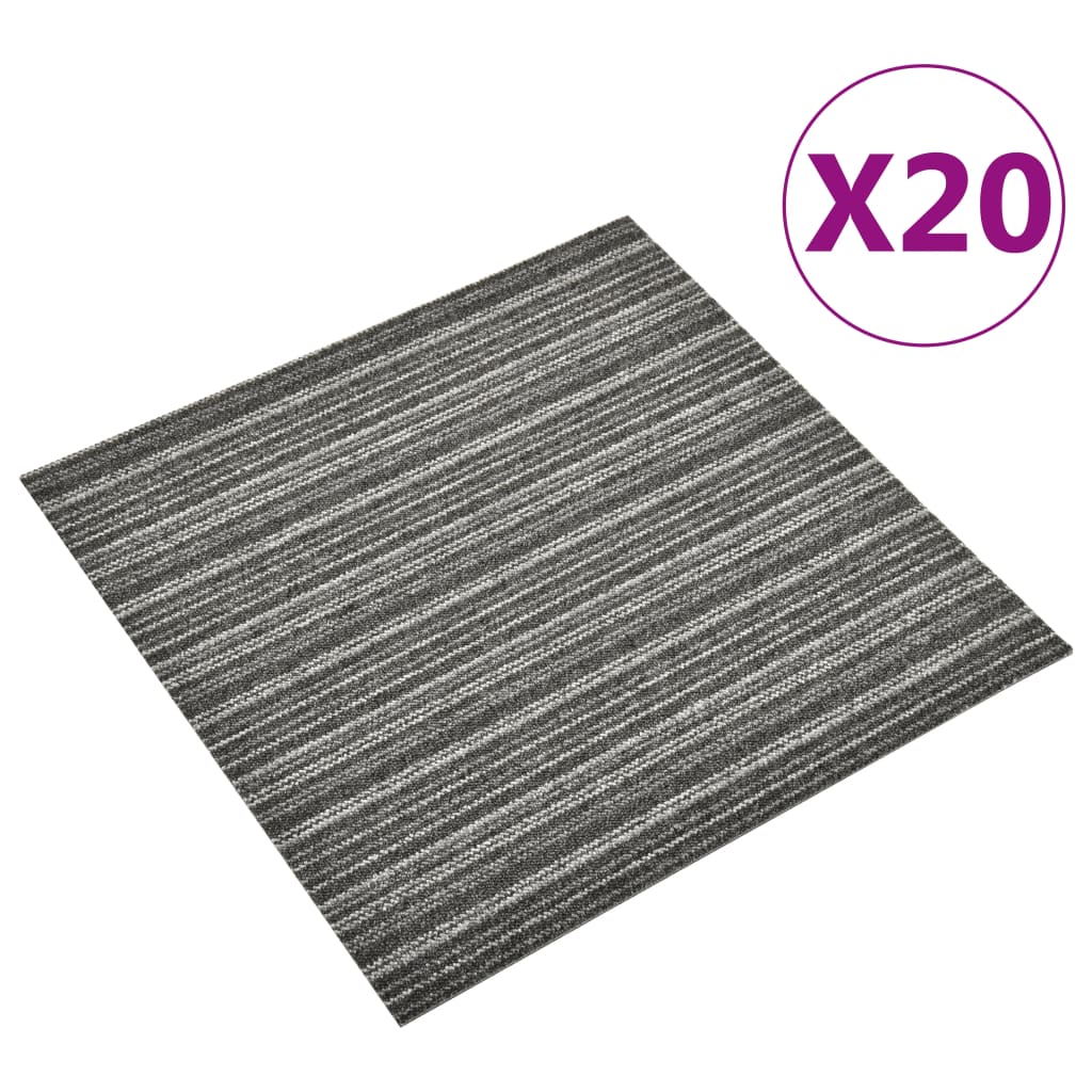 Carreaux de moquette vidaxl 20 st 5 m² 50x50 cm anthracite rayé