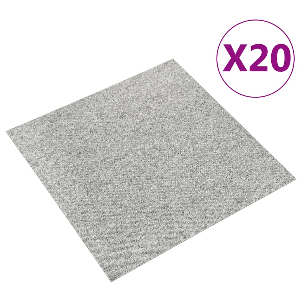 Vidaxl teppefliser 20 st 5 m² 50x50 cm lysegrå