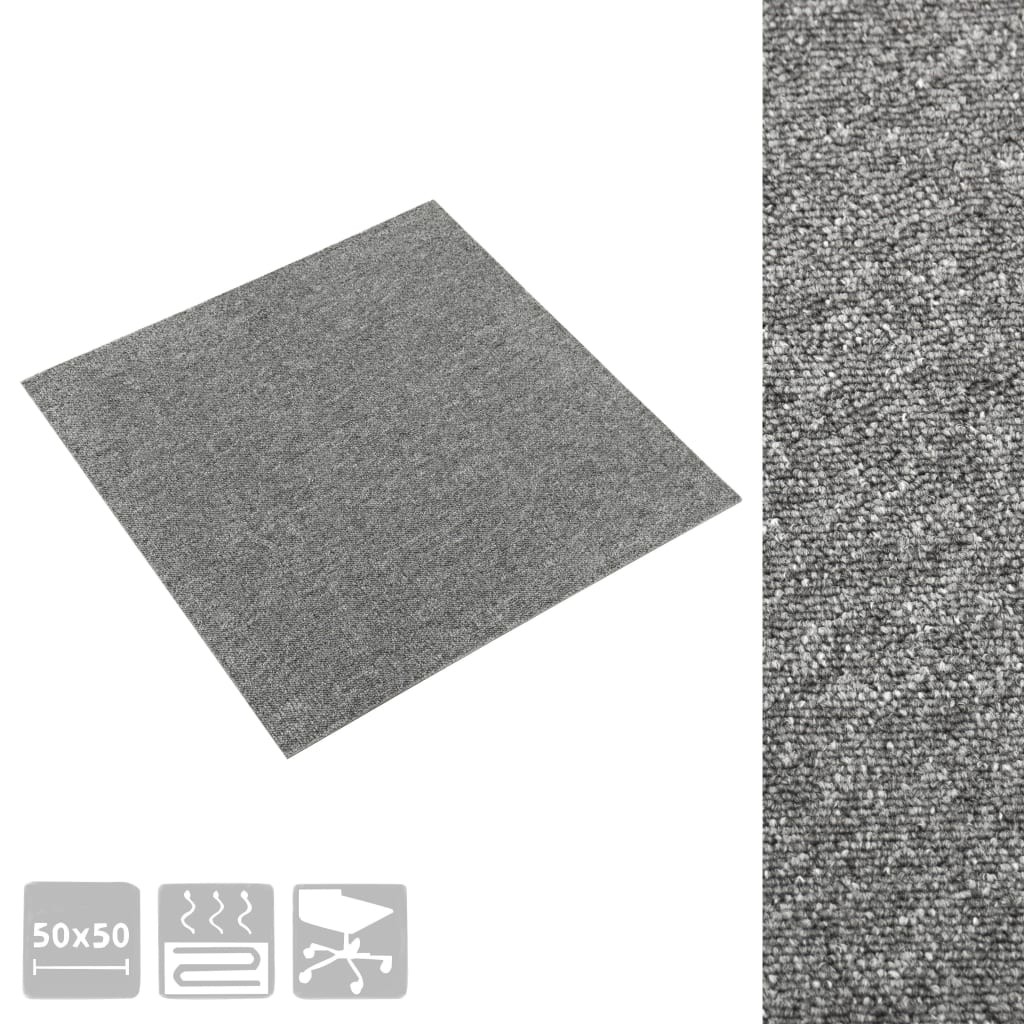 Piastrelle di moquette Vidaxl 20 st 5 m² 50x50 cm grigio