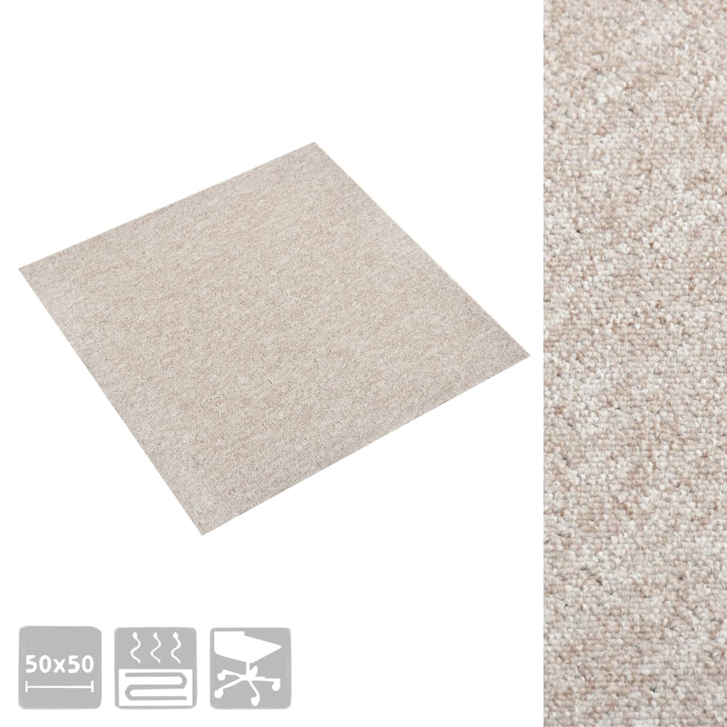 Vidaxl teppefliser 20 st 5 m² 50x50 cm lys beige