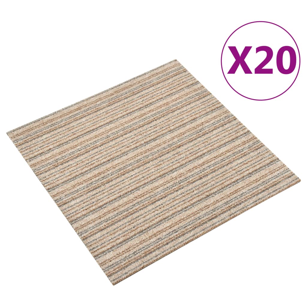 Baldosas de alfombra Vidaxl 20 st 5 m² 50x50 cm beige rayado