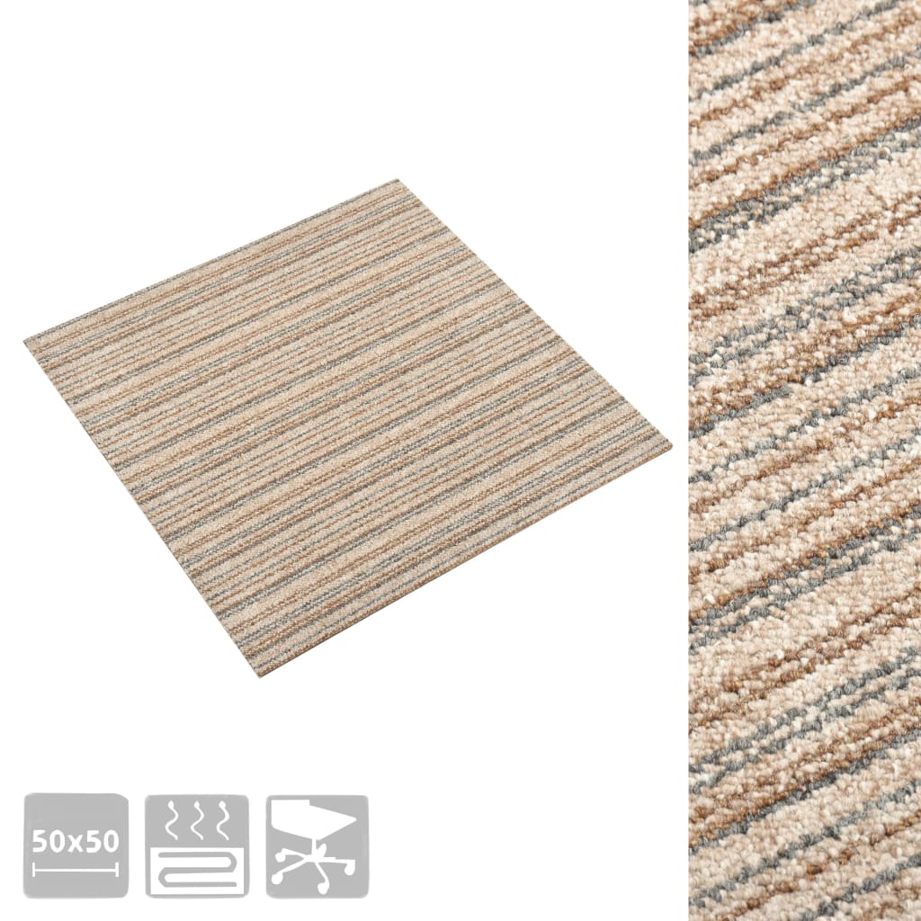 Carreaux de moquette vidaxl 20 mT 5 m² 50x50 cm beige rayée