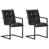 Vidaxl eetkamerstoelen 2 st echt leer zwart