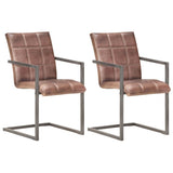 Vidaxl eetkamerstoelen 2 st echt leer verweerd bruin