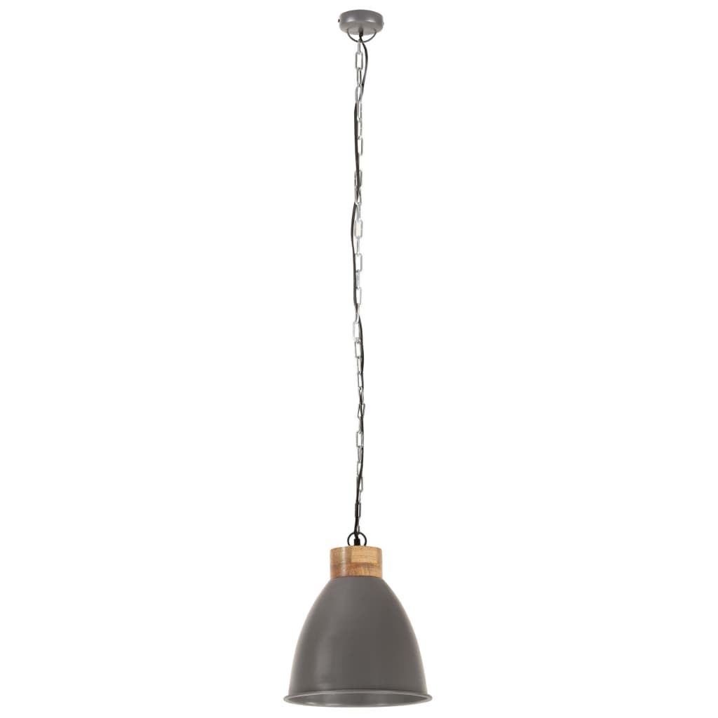 Vidaxl Hanging Lamp Industrial E27 35 cm jern og massivt tre grå