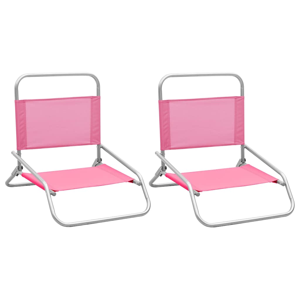 Vidaxl strandstoelen 2 st inklapbaar stof roze