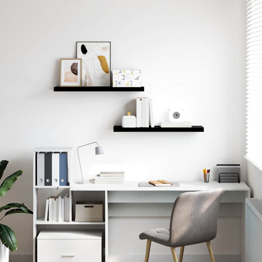 Vidaxl wandschappen zwevend 2 st 80x23,5x3,8 cm mdf hoogglans zwart
