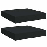 Vidaxl wandschappen zwevend 2 st 23x23,5x3,8 cm mdf zwart