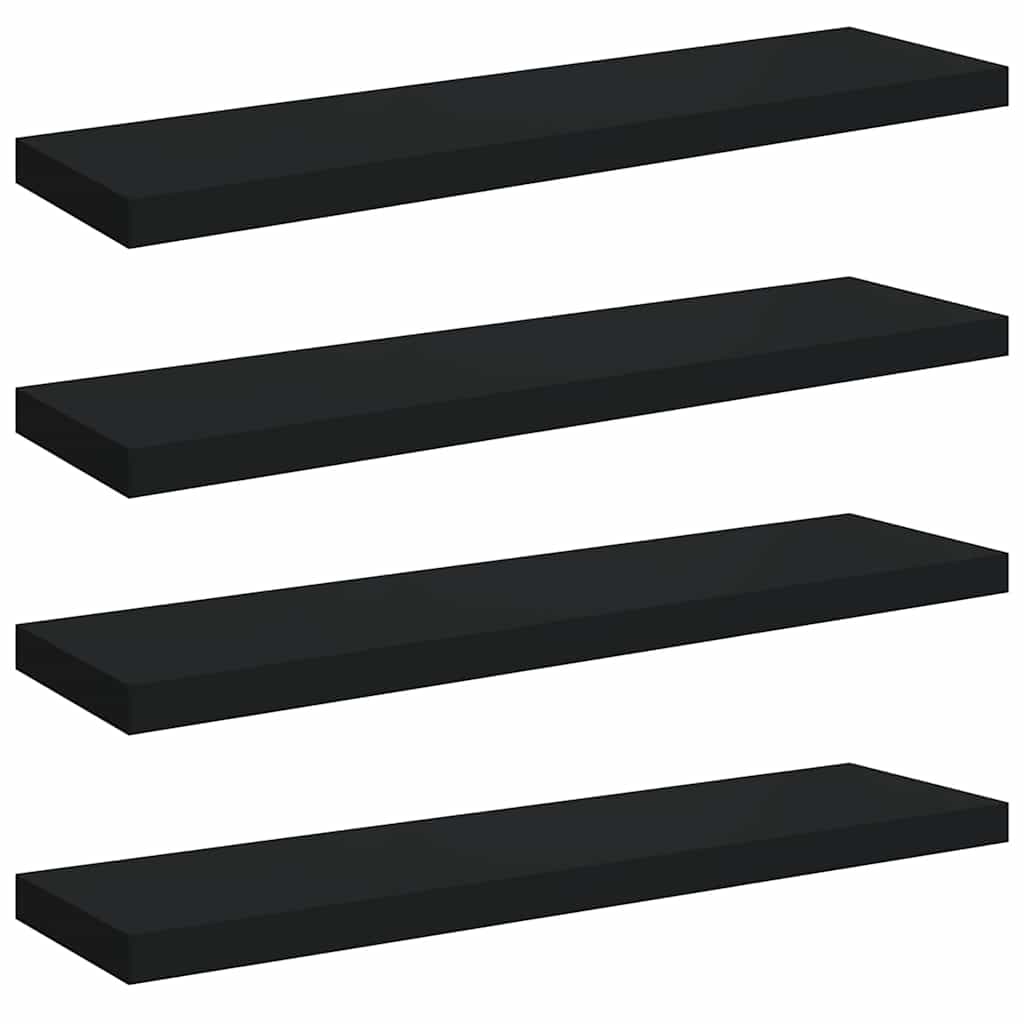 Vidaxl wandschappen zwevend 4 st 90x23,5x3,8 cm mdf zwart