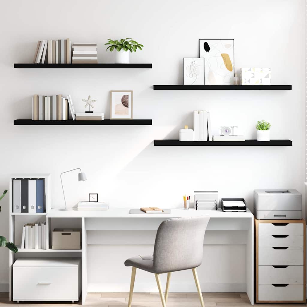 Vidaxl wandschappen zwevend 4 st 120x23,5x3,8 cm mdf zwart