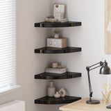 Vidaxl hoekschappen zwevend 4 st 35x35x3,8 cm mdf hoogglans zwart