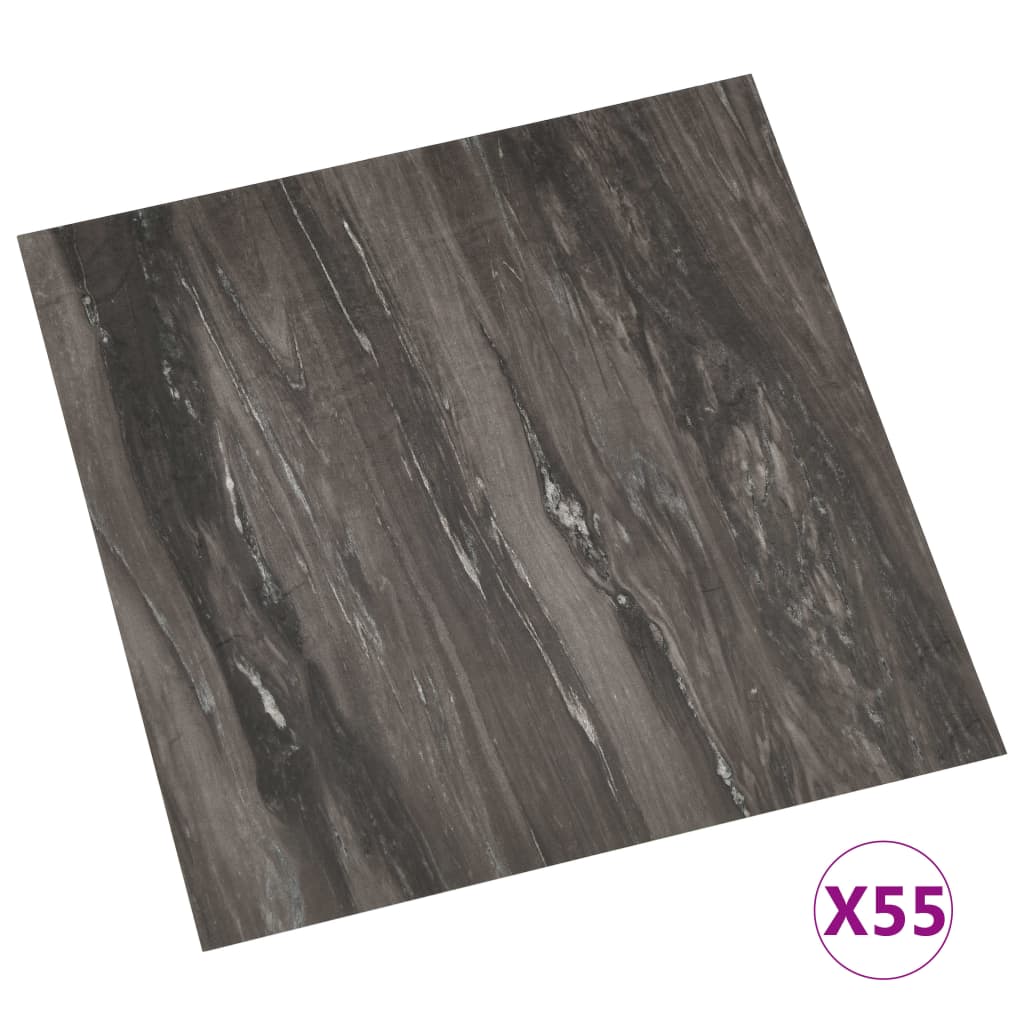 Planches de plancher vidaxl auto-adhésive 55 ST 5.11 m² en PVC gris foncé