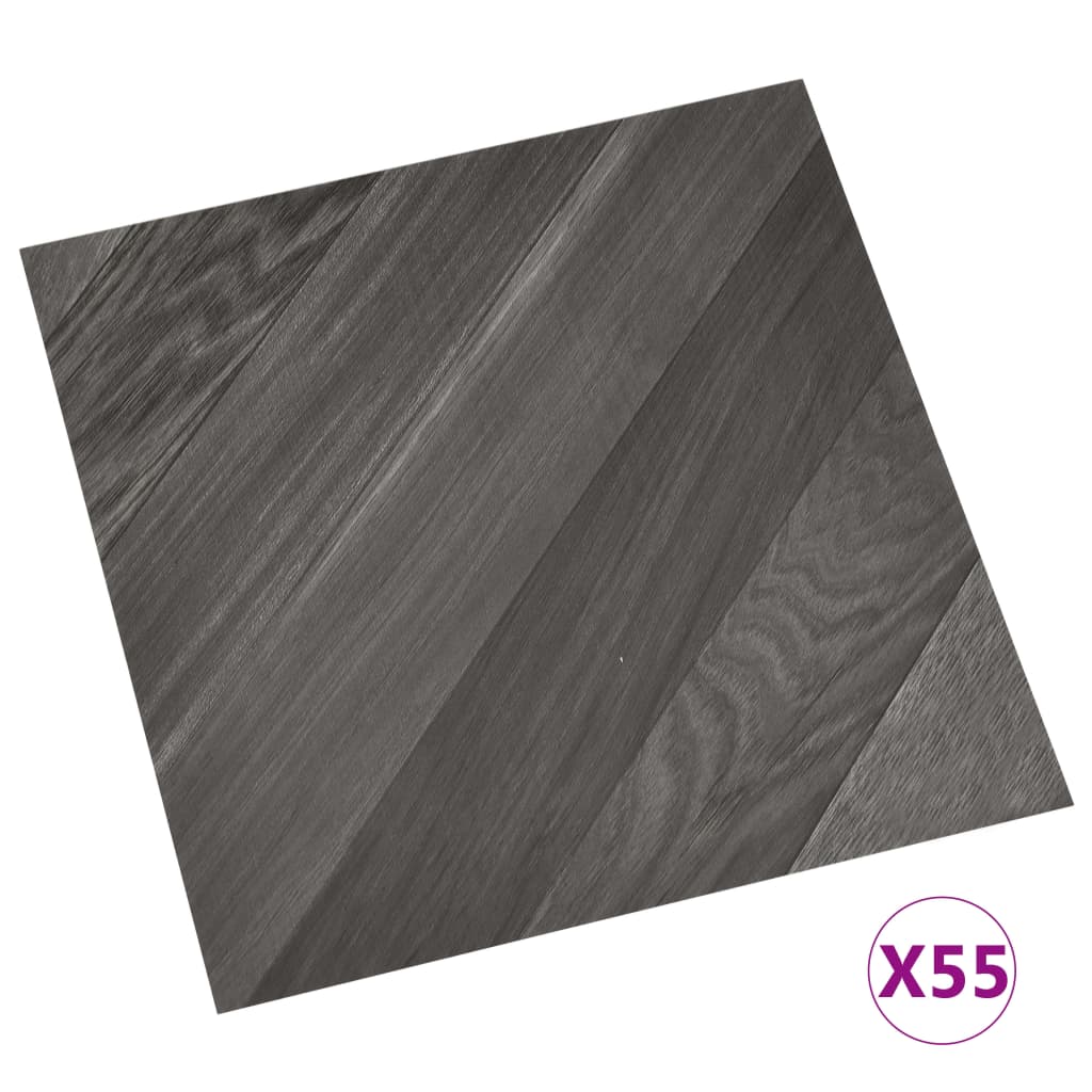 Vidaxl planches de sol autocollantes 55 pcs 5,11 m² PVC rayé gris