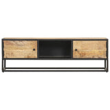 Vidaxl tv-meubel met bewerkte deur 130x30x40 cm ruw mangohout