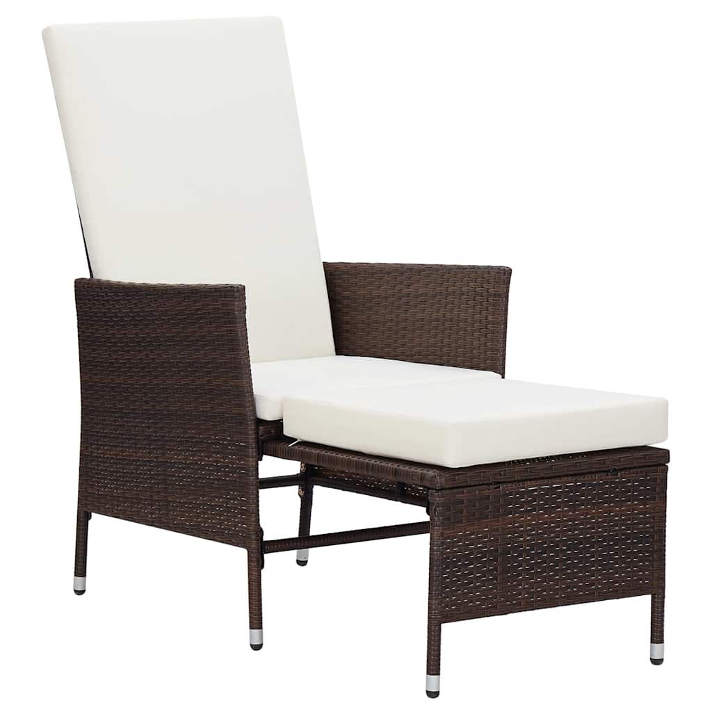 Vidaxl tuinstoel verstelbaar met kussens poly rattan bruin
