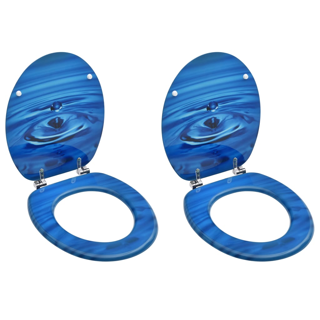 VidaXL toilet seats with lid 2 st water drop MDF blue