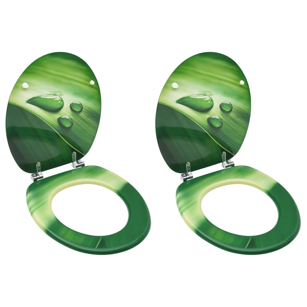 Vidaxl Toilet Seats avec couvercle 2 ST Eau Drip MDF Green