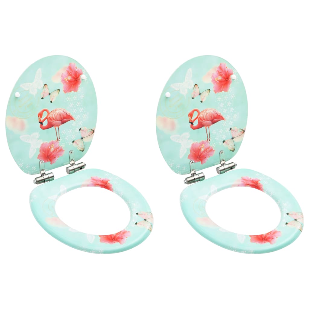 Vidaxl toilet seats with soft-close lid 2 ST Flamingo MDF