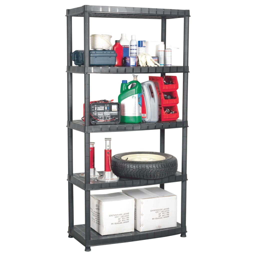 Vidaxl Storage Rack a 5 strati 85x40x185 cm di plastica nero