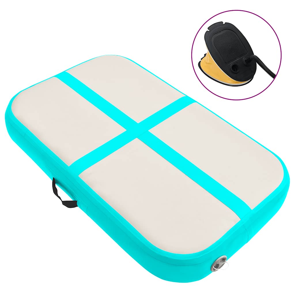 Mat de gymnastique Vidaxl avec pompe gonflable 60x100x15 cm vert PVC