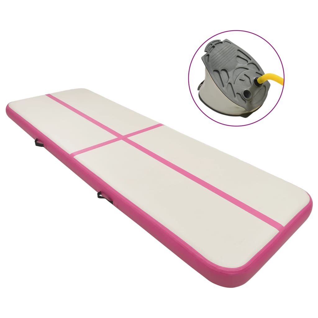 Vidaxl gymnastikkmatte med pumpe oppblåsbar 300x100x15 cm PVC rosa