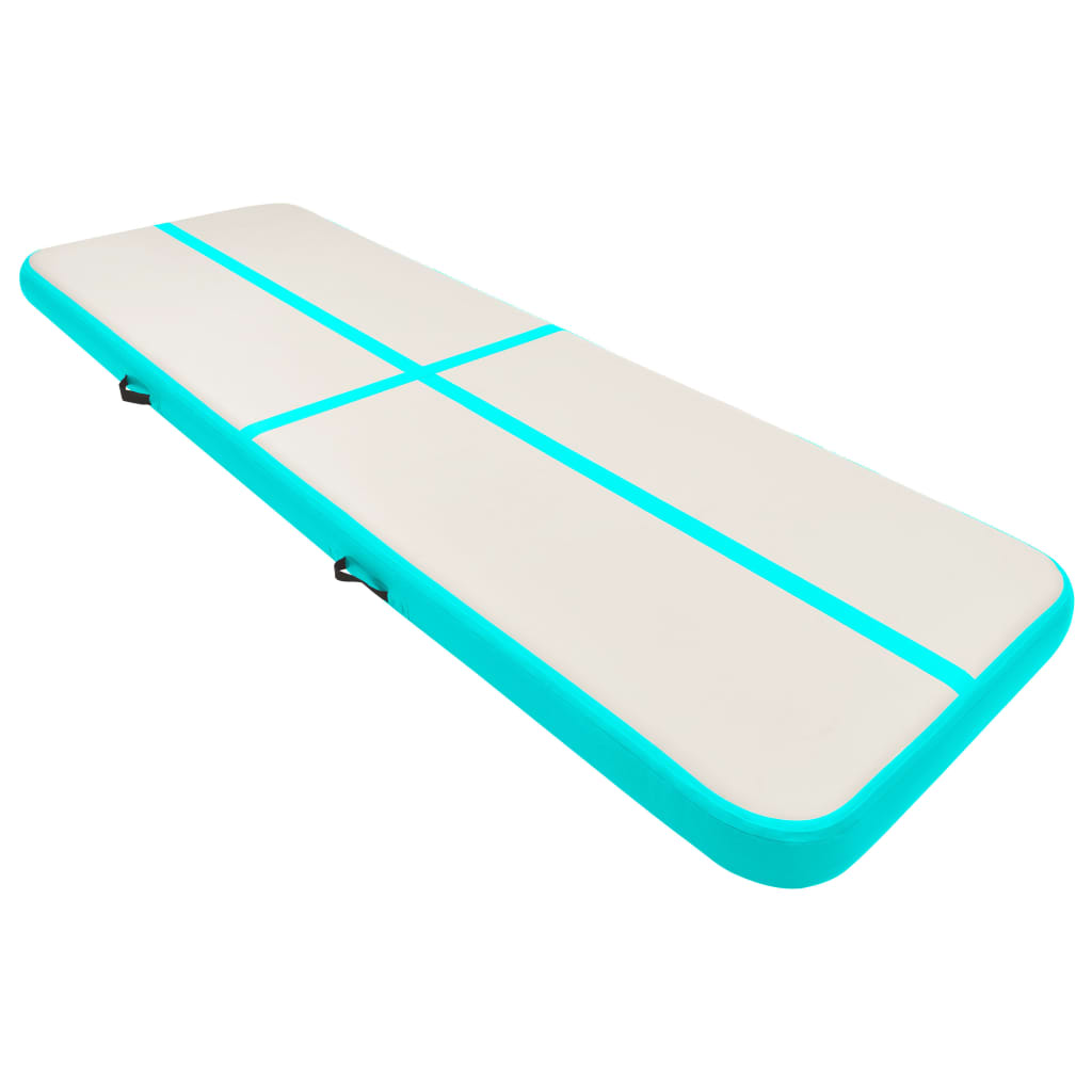 Vidaxl gymnastikkmatte med pumpe oppblåsbar 300x100x15 cm PVC grønn