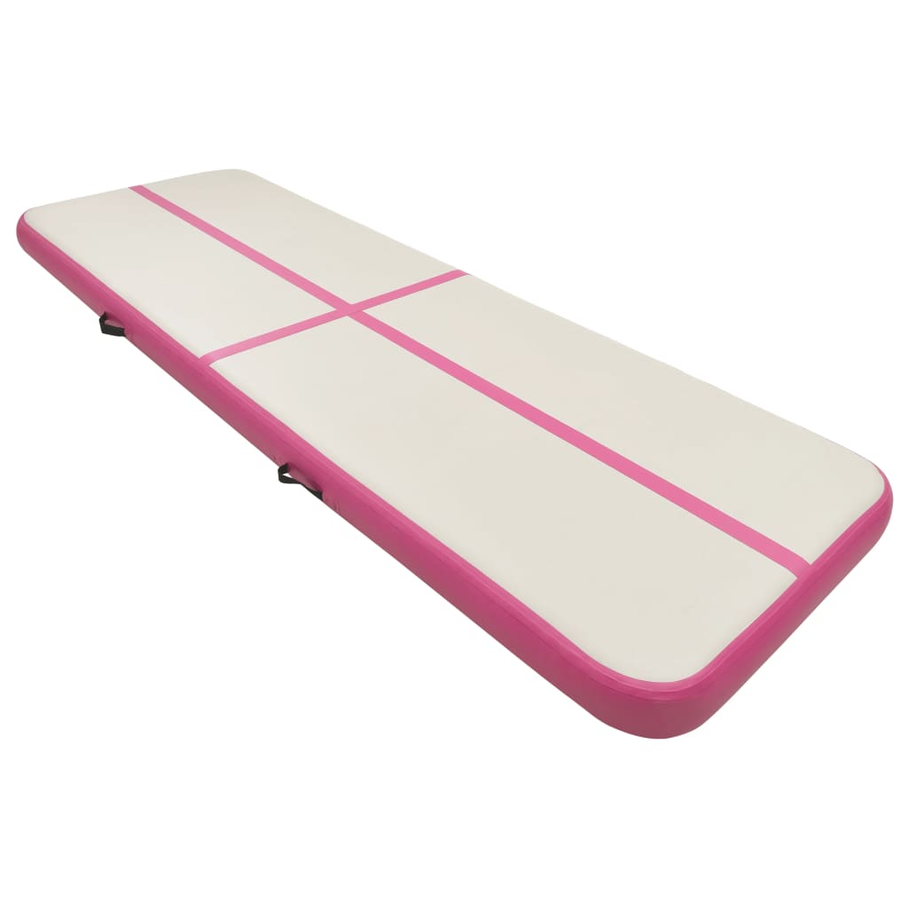 Vidaxl gymnastiekmat met pomp opblaasbaar 400x100x15 cm pvc roze