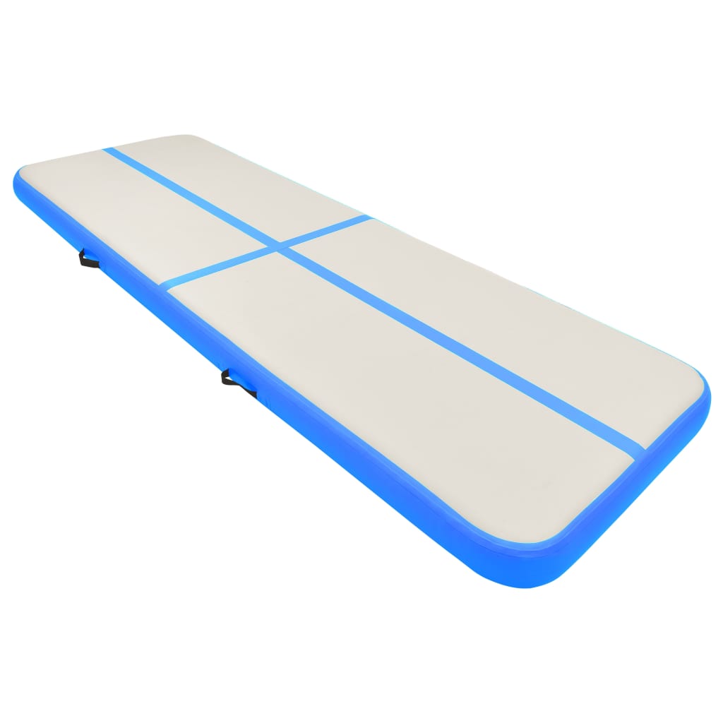 Mat de gymnastique Vidaxl avec pompe gonflable 400x100x15 cm en PVC bleu