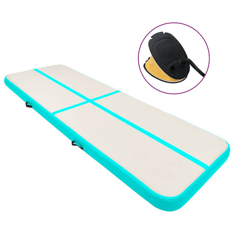 Mat de gymnastique Vidaxl avec pompe gonflable 400x100x15 cm vert PVC