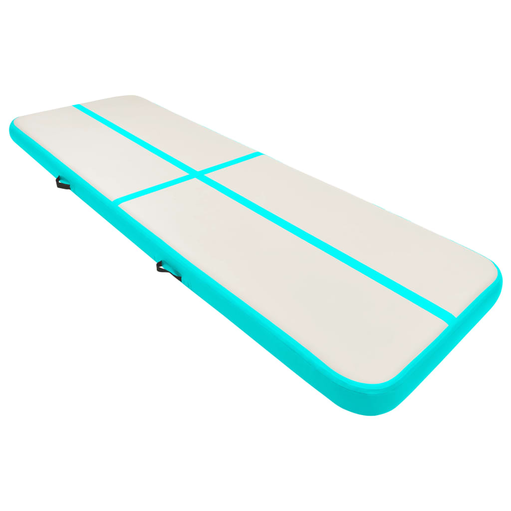 Vidaxl gymnastikmåtte med pumpe oppustelig 400x100x15 cm PVC Green