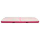 Vidaxl gymnastiekmat met pomp opblaasbaar 500x100x15 cm pvc roze