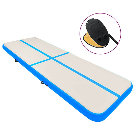 Mat de gymnastique Vidaxl avec pompe gonflable 500x100x15 cm en PVC bleu