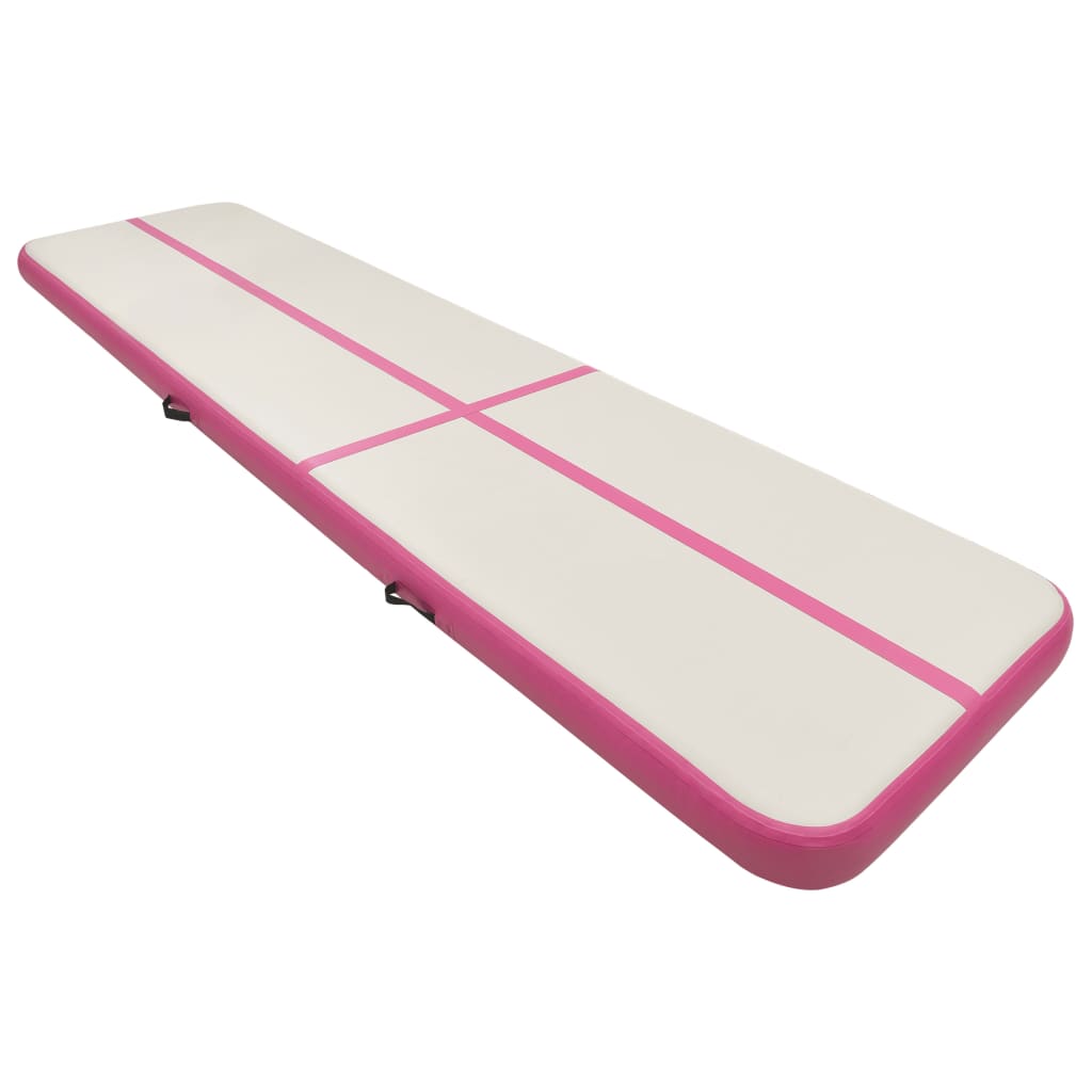 Vidaxl gymnastiekmat met pomp opblaasbaar 600x100x15 cm pvc roze