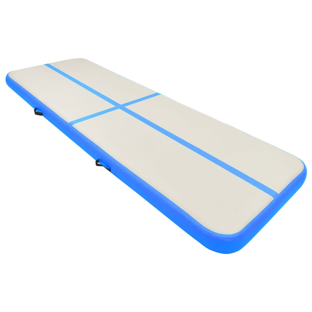 Vidaxl gymnastikmåtte med pumpe oppustelig 400x100x20 cm PVC blå