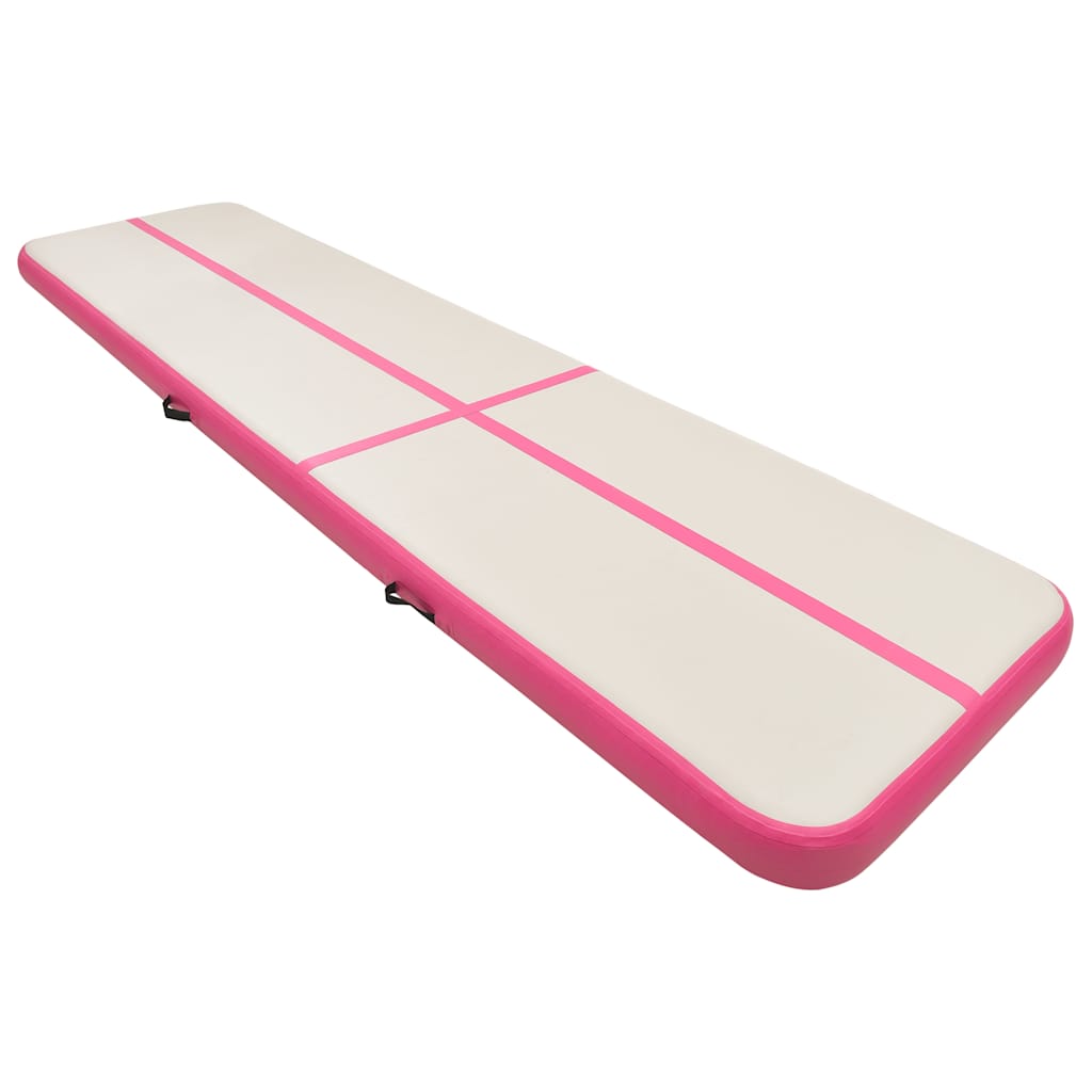 VidaXL tapis de gymnastique avec pompe gonflable 700x100x20 cm PVC rose