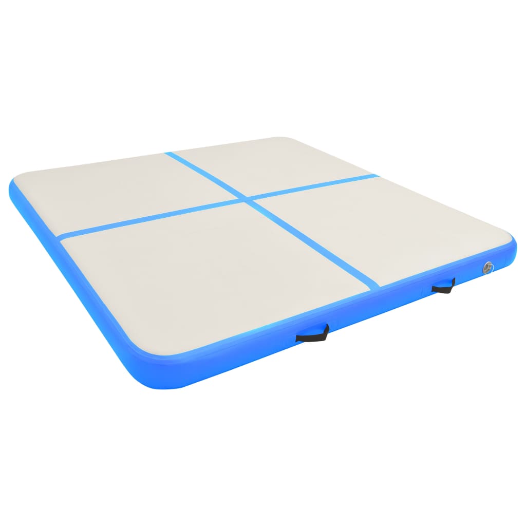 Mat de gymnastique Vidaxl avec pompe gonflable 200x200x10 cm PVC bleu