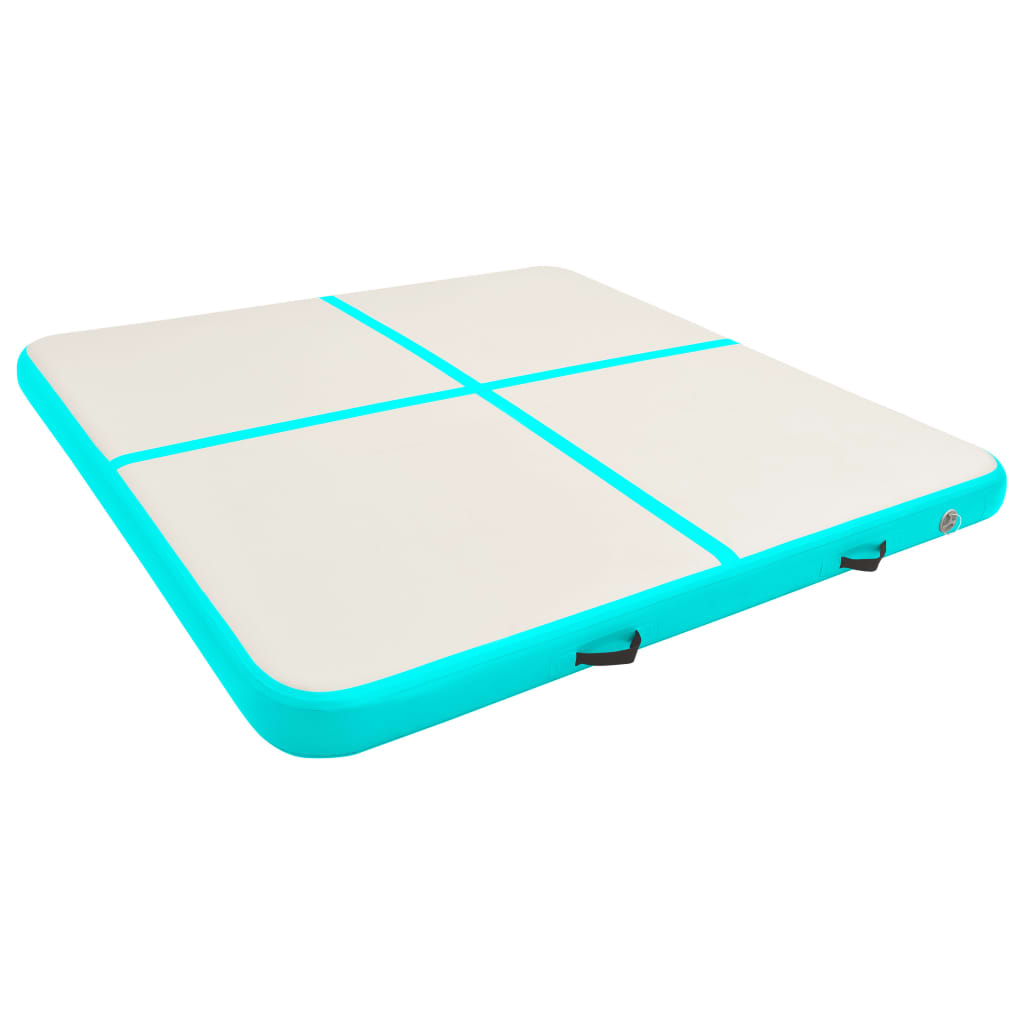 Mat de gymnastique Vidaxl avec pompe gonflable 200x200x15 cm en PVC vert