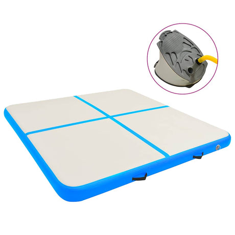 VidaXL tapis de gymnastique avec pompe gonflable 200x200x20 cm PVC bleu