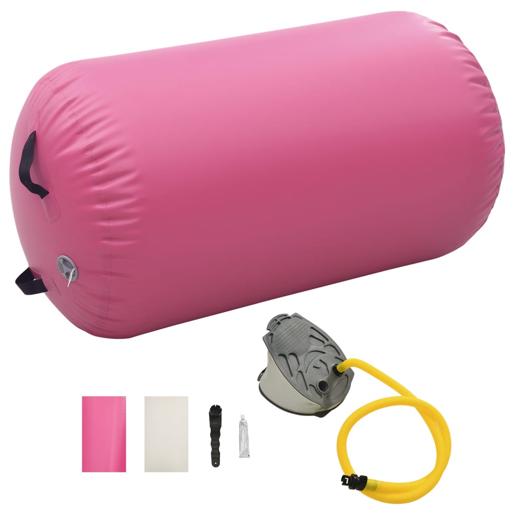 Vidaxl gymnastikkrolle med pumpe oppblåsbar 100x60 cm PVC rosa