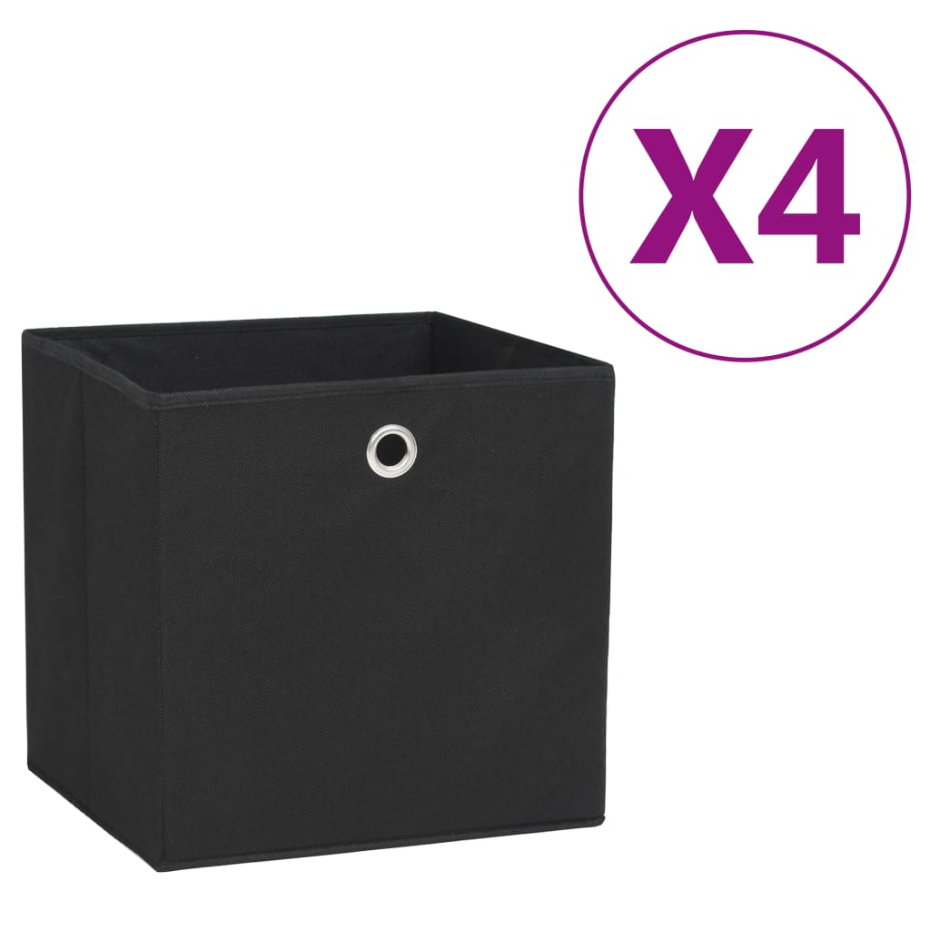 Vidaxl opbergboxen 4 st 28x28x28 cm nonwoven stof zwart