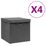 Úložné boxy Vidaxl s víkem 4 ks 28x28x28 cm černé