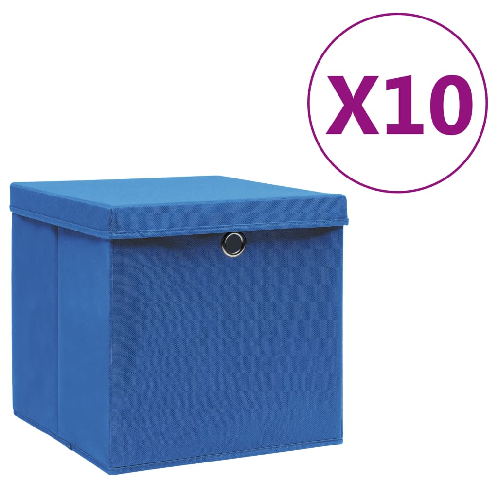 Vidaxl opbergboxen met deksel 4 st 28x28x28 cm blauw