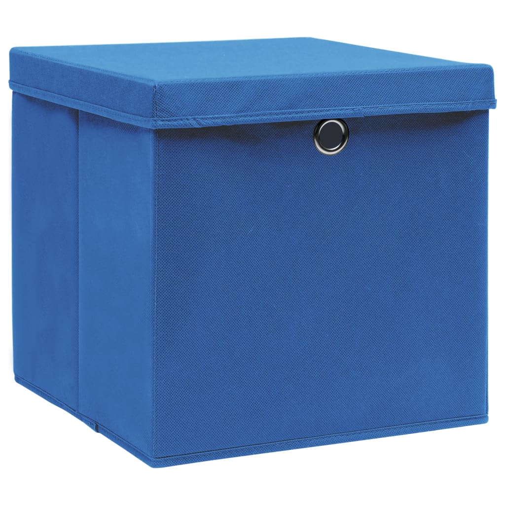 Cajas de almacenamiento de Vidaxl con tapa 4 PCS 28x28x28 cm azul