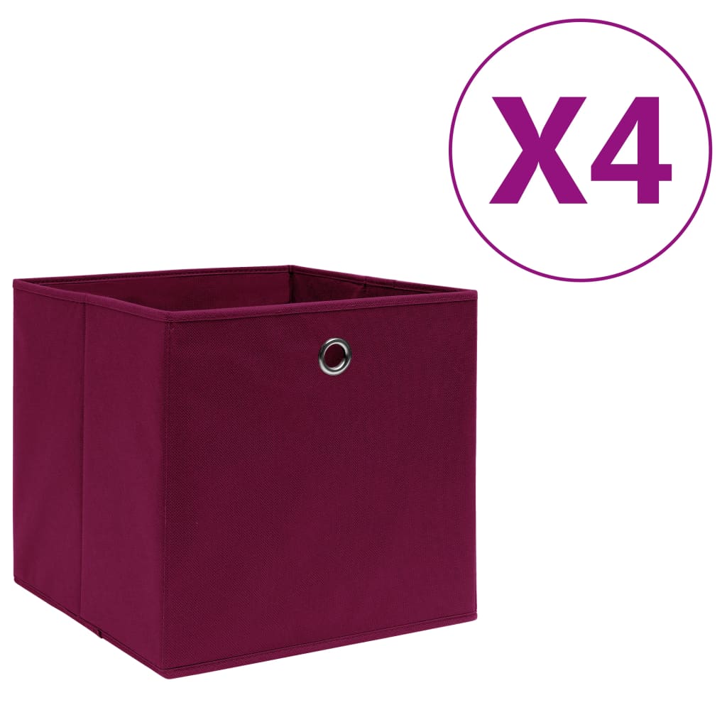 Vidaxl Storage boxes 4 pcs 28x28x28 cm Nonwoven fabric dark red