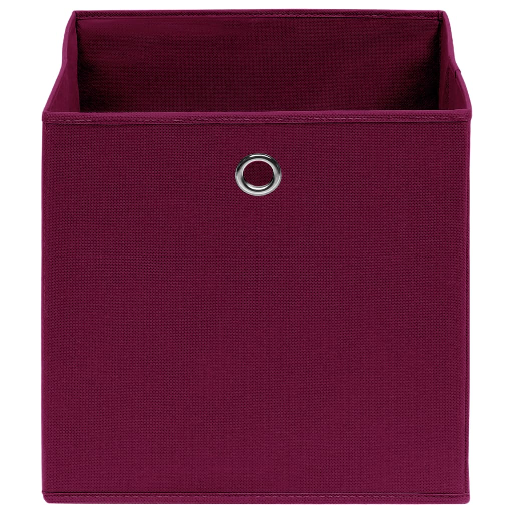 Boîtes de rangement Vidaxl 4 PCS 28X28X28 CM Tissu non tissé rouge foncé