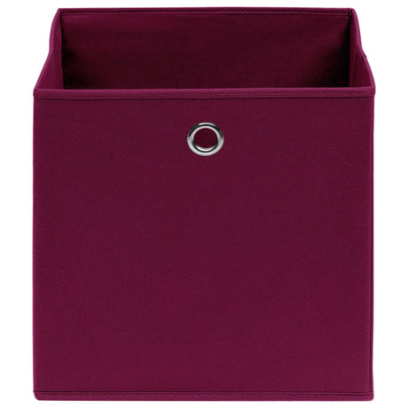 Boîtes de rangement Vidaxl 4 PCS 28X28X28 CM Tissu non tissé rouge foncé