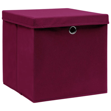 Vidaxx boîtes de rangement avec couvercle 4 pcs 28x28x28 cm rouge foncé